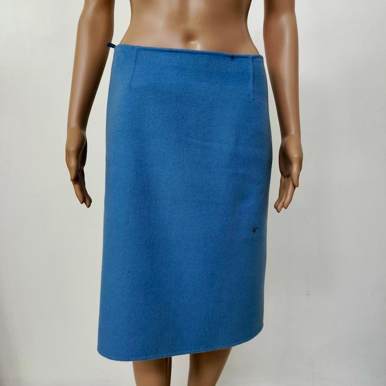 MaxMara Studio blue pure-wool pencil skirt, hand-finished In condizioni buone in vendita a Milano, IT