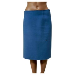 MaxMara Studio blue pure-wool pencil skirt, hand-finished