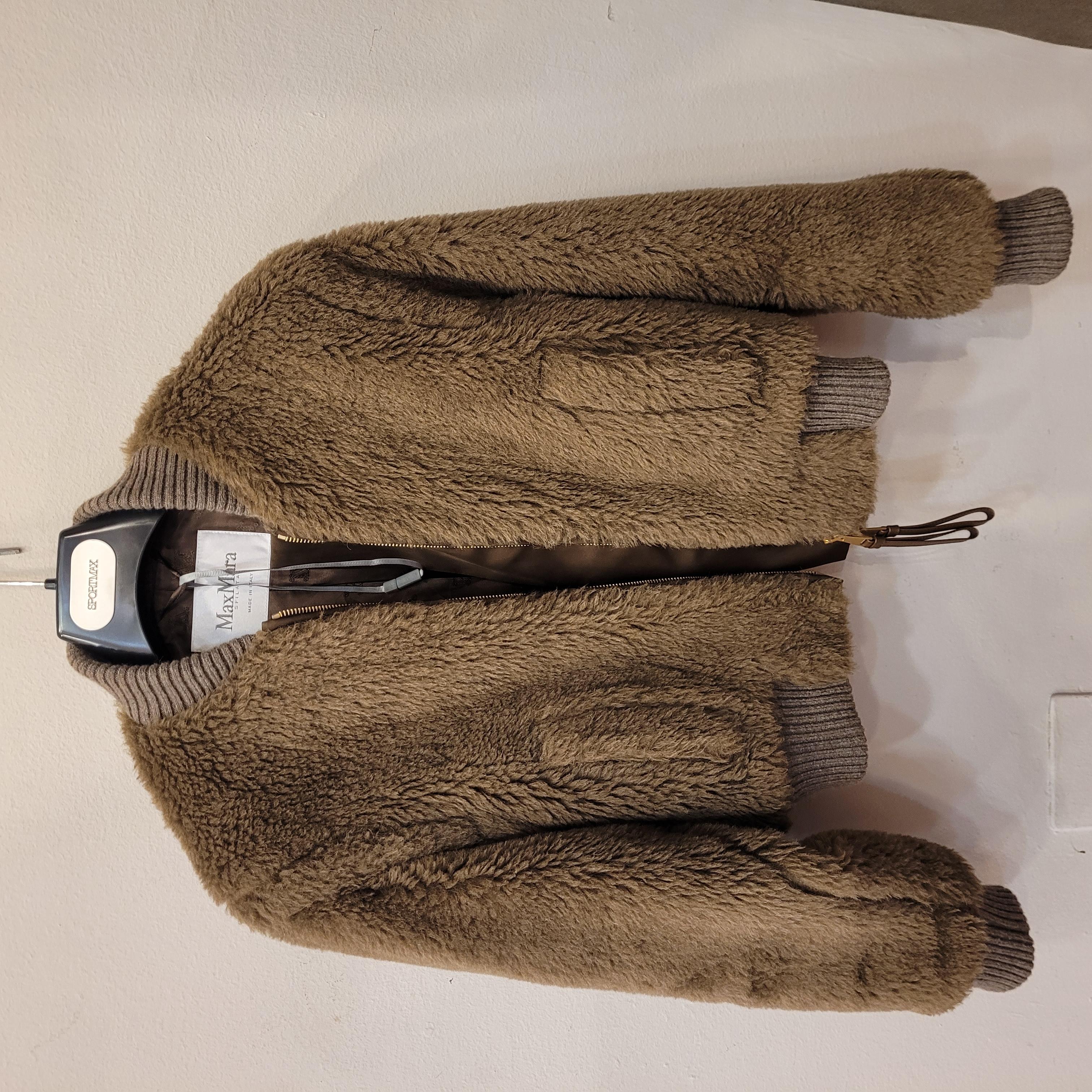 MaxMara turtledove Saturno Alpaca Blend Crop Bomber Jacket 6