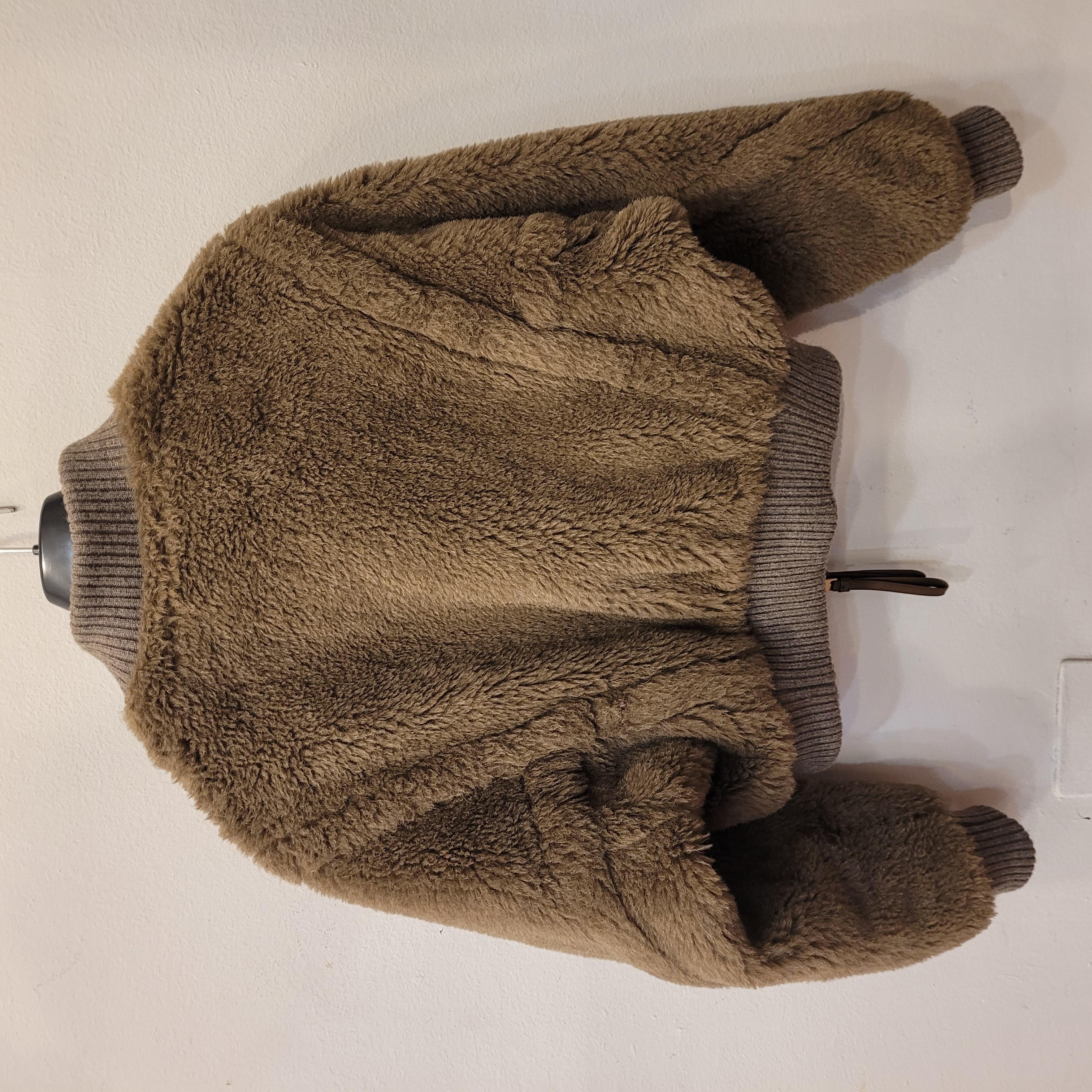MaxMara turtledove Saturno Alpaca Blend Crop Bomber Jacket 10