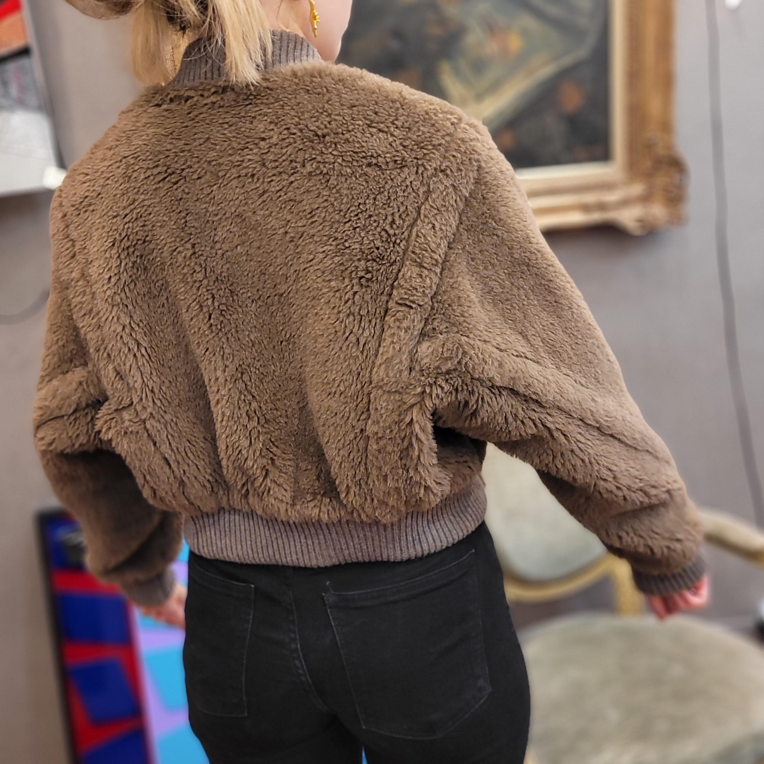 MaxMara turtledove Saturno Alpaca Blend Crop Bomber Jacket 12