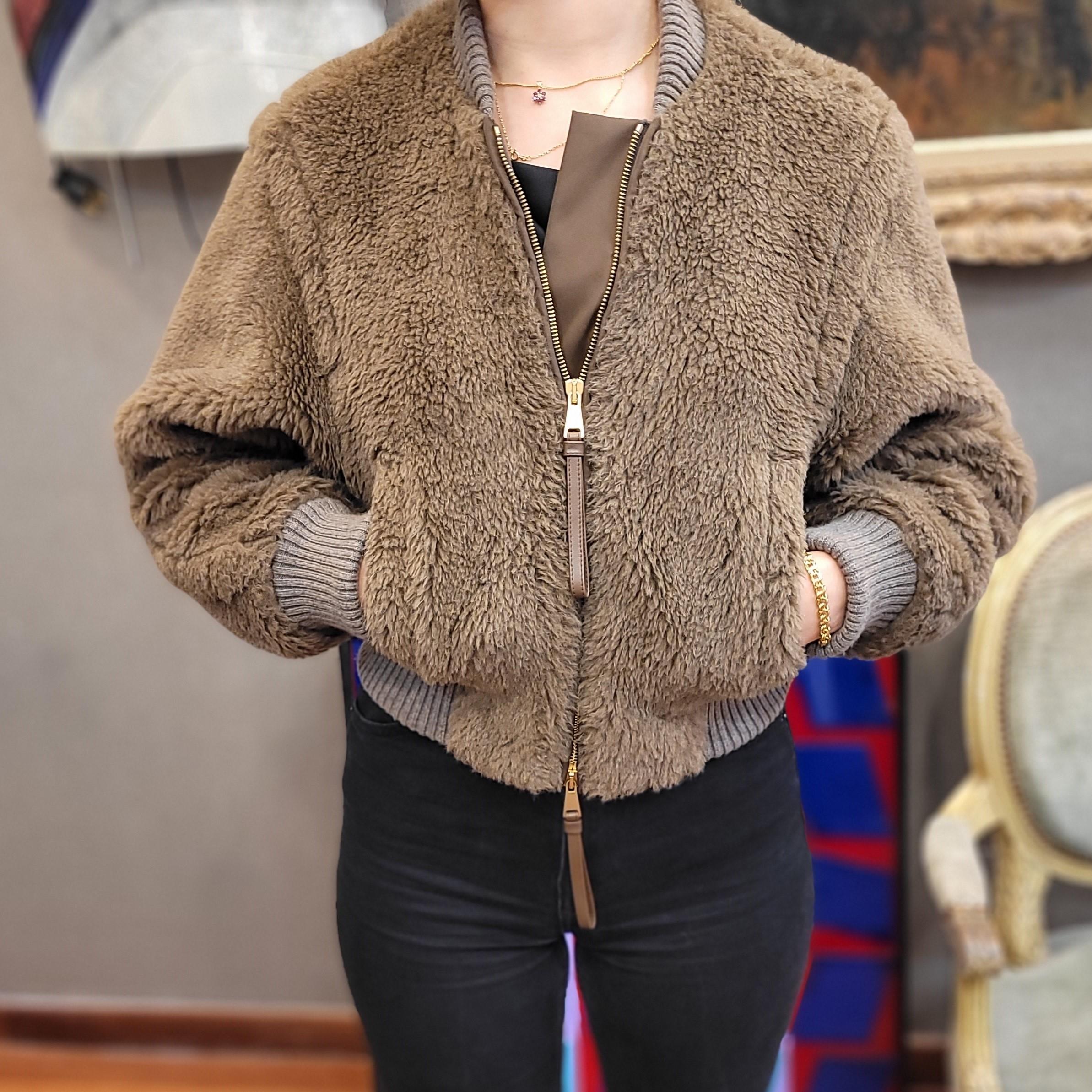MaxMara turtledove Saturno Alpaca Blend Crop Bomber Jacket 13