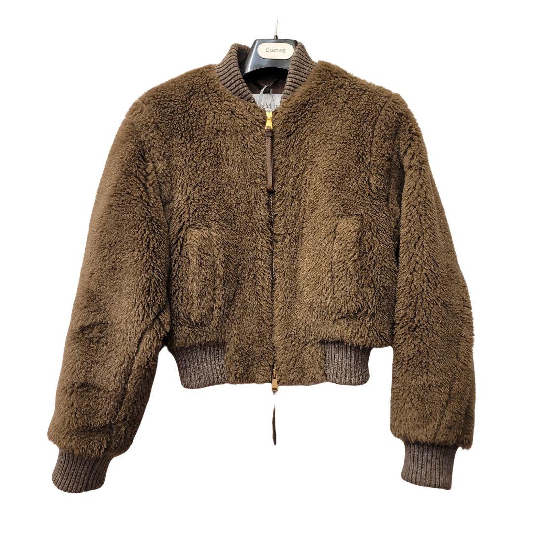 MaxMara turtledove Saturno Alpaca Blend Crop Bomber Jacket 14