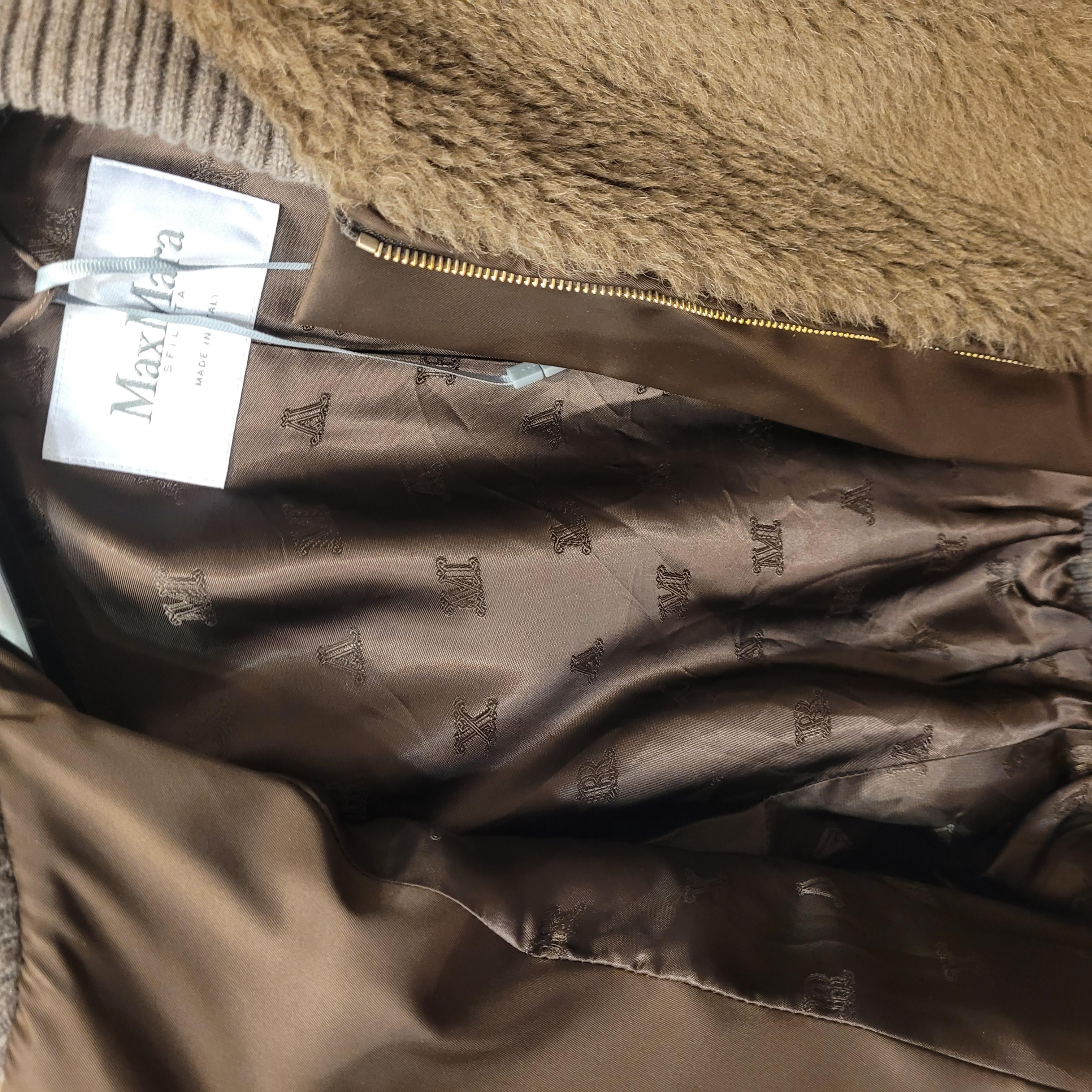 MaxMara turtledove Saturno Alpaca Blend Crop Bomber Jacket 2