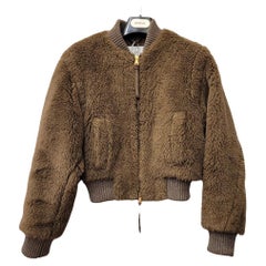 MaxMara turtledove Saturno Alpaca Blend Crop Bomber Jacket