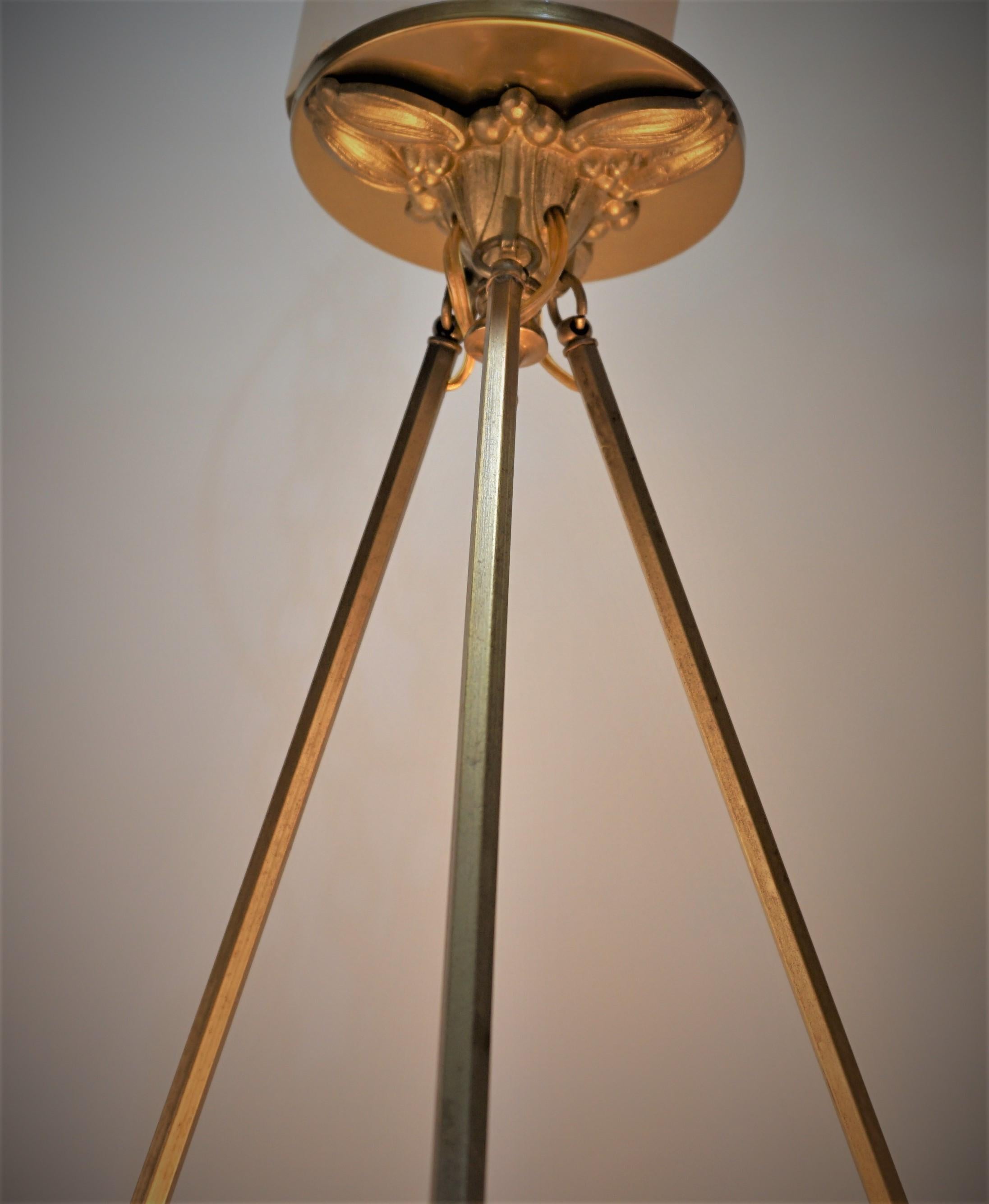 Mid-20th Century Maxonade Paris - Art Deco glass enamel Pendant chandelier