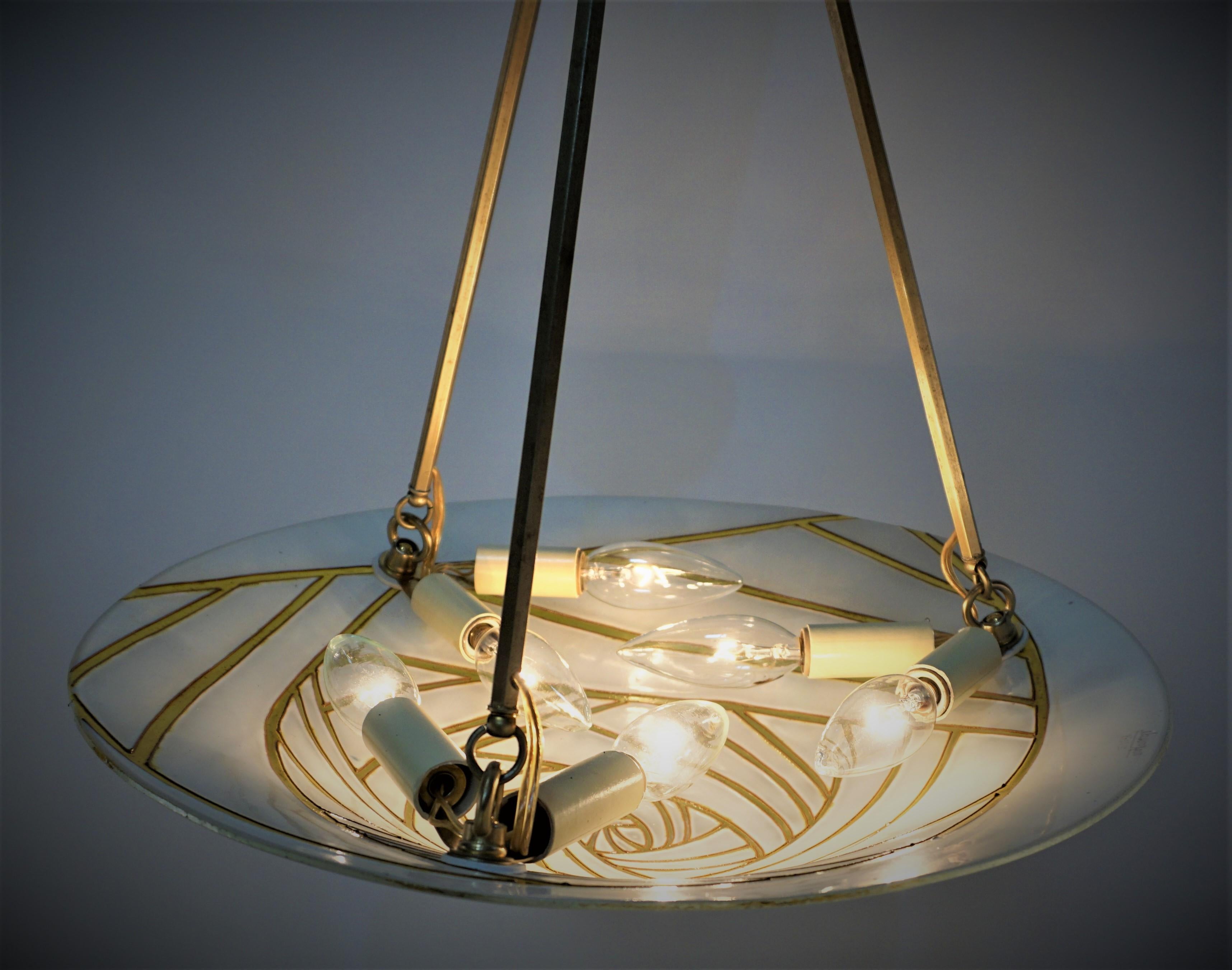 Maxonade Paris - Art Deco glass enamel Pendant chandelier 1