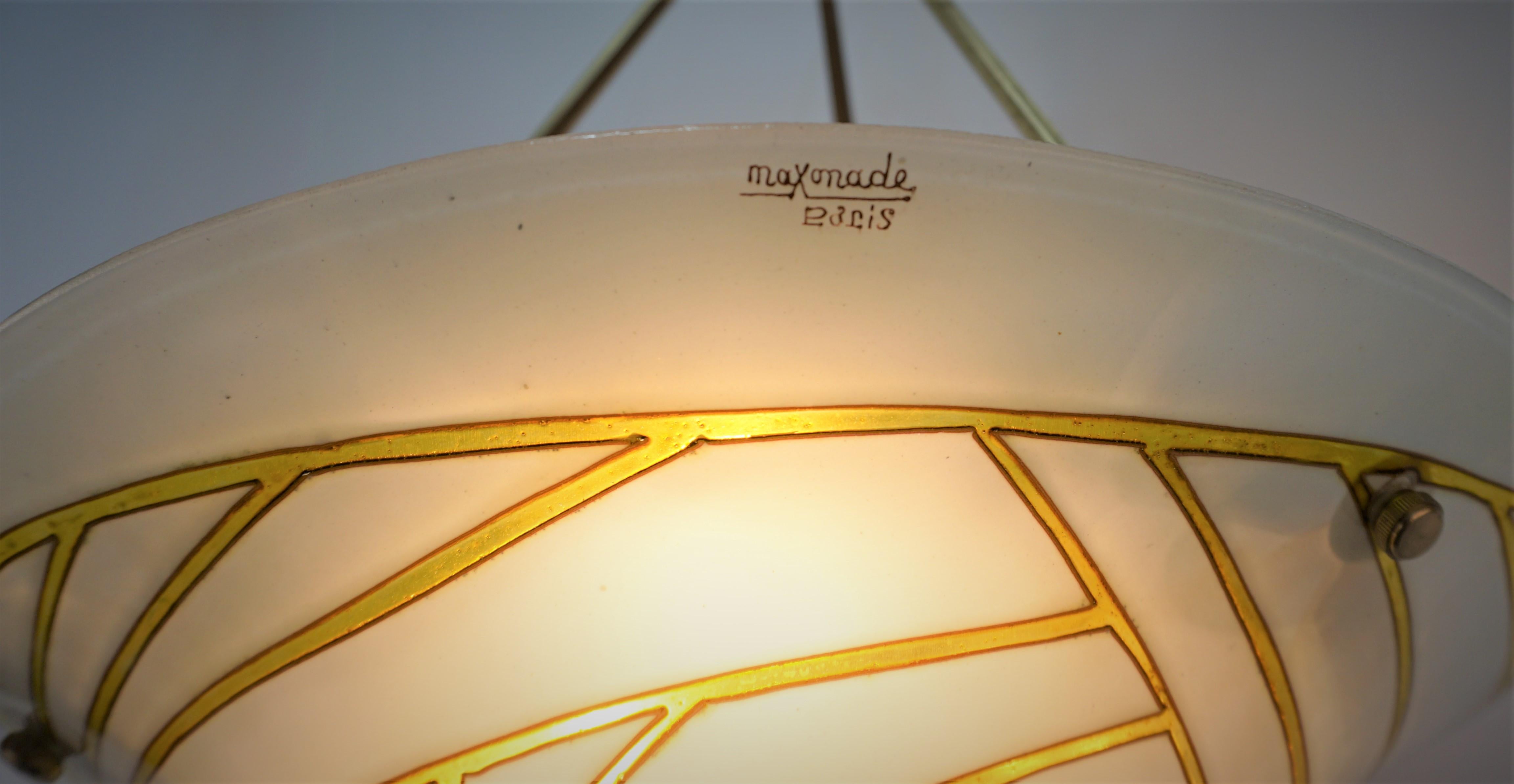 Maxonade Paris - Art Deco glass enamel Pendant chandelier 2