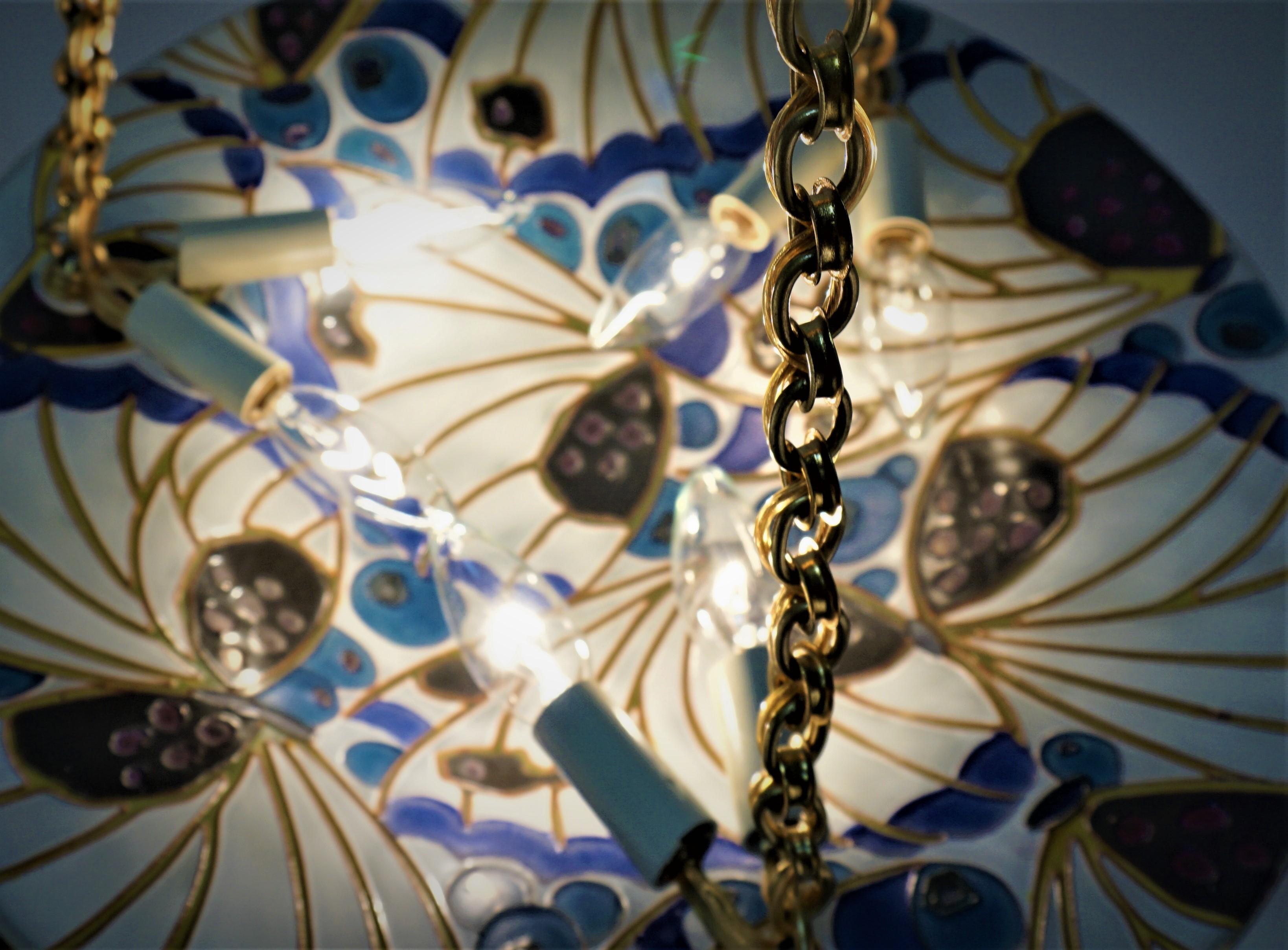  Maxonade Paris polychrome-enameled Art Glass Chandelier 2