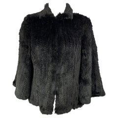 Used MAXSTUDIO Special Edition Size S Black Knitted Rabbit Fur Hook & Loop Jacket