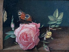 Rose and Butterfly - British Early 20th Century Still Life by Maxwell Armfield