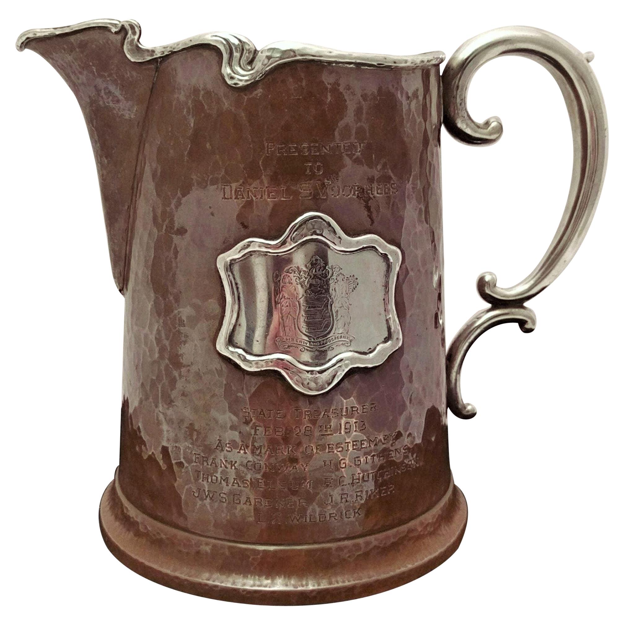 Maxwell & Berlet Aesthetic Movement Silver and Copper Beer Pitcher