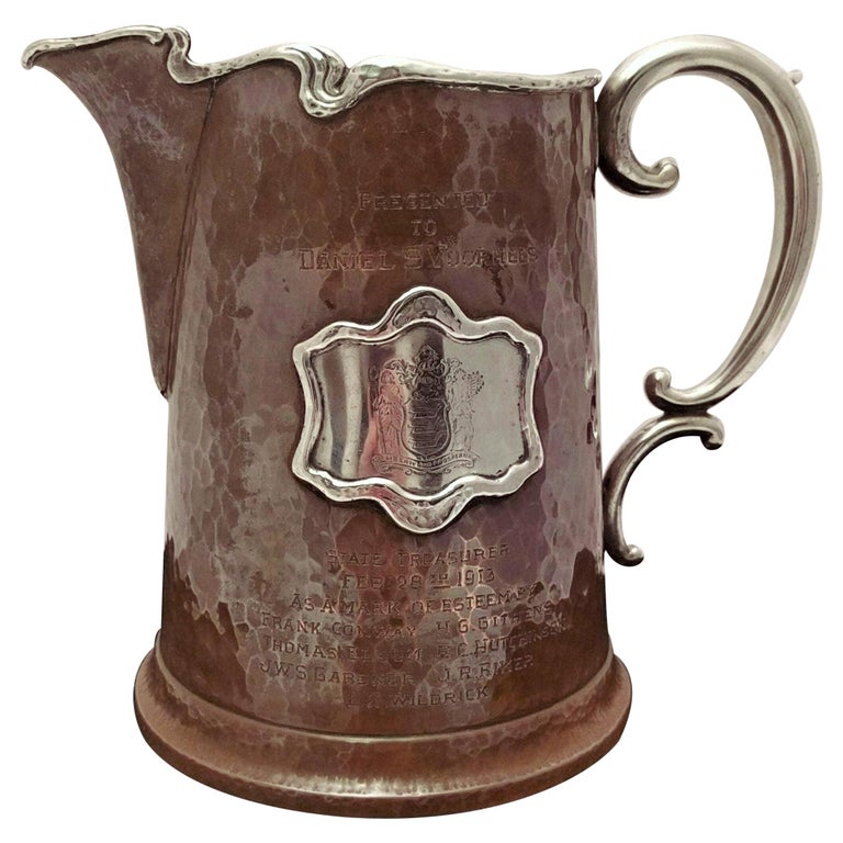 Maxwell & Berlet Aesthetic Movement Silver and Copper Beer Pitcher For Sale