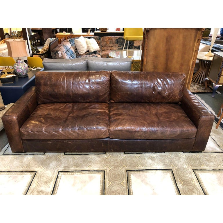 Restoration hardware distressed leather couch top