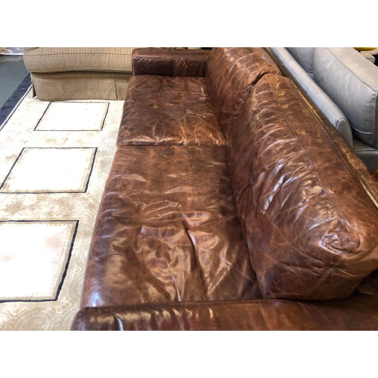 Restoration hardware store distressed leather couch