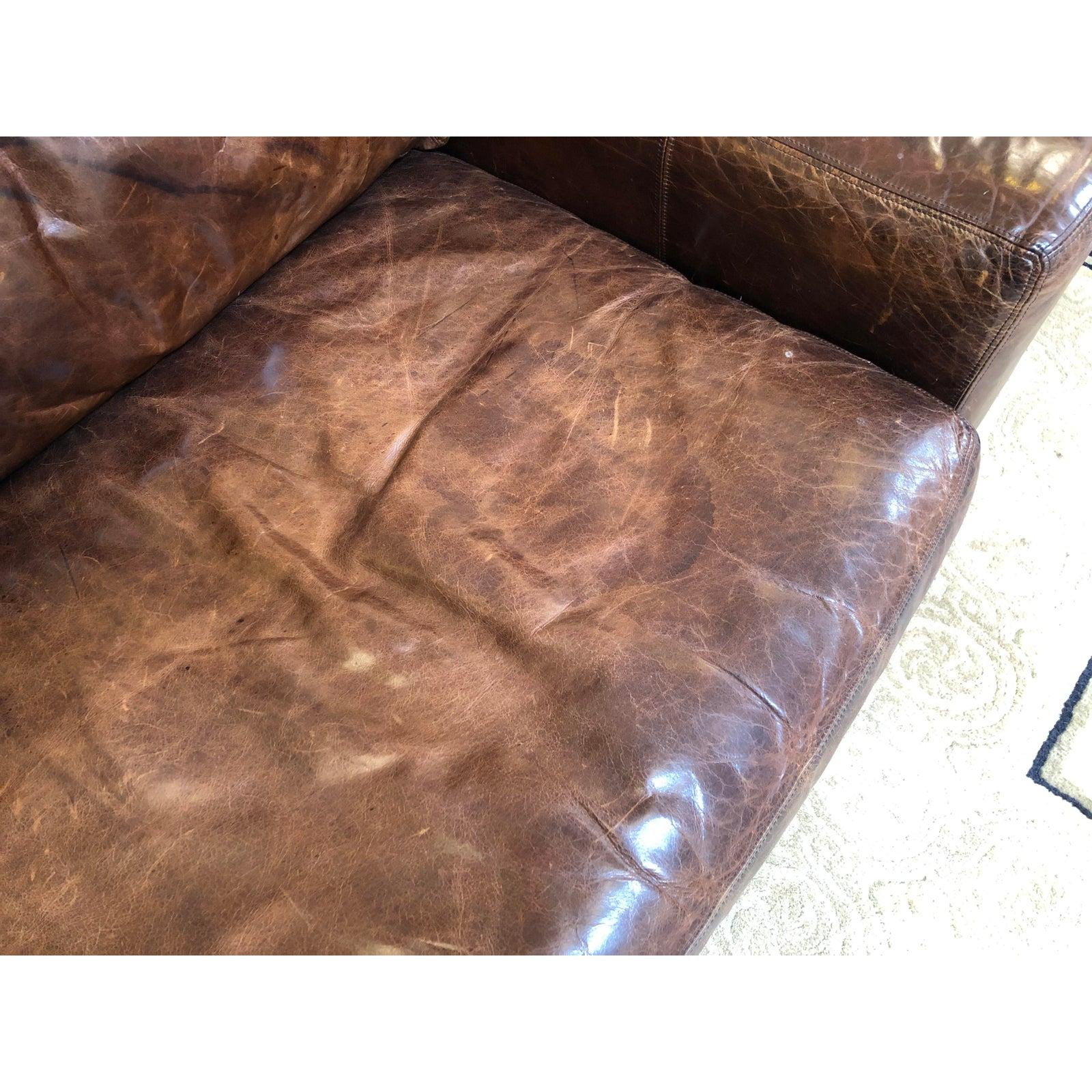 Other Maxwell Distressed Leather Sofa by Restoration Hardware For Sale