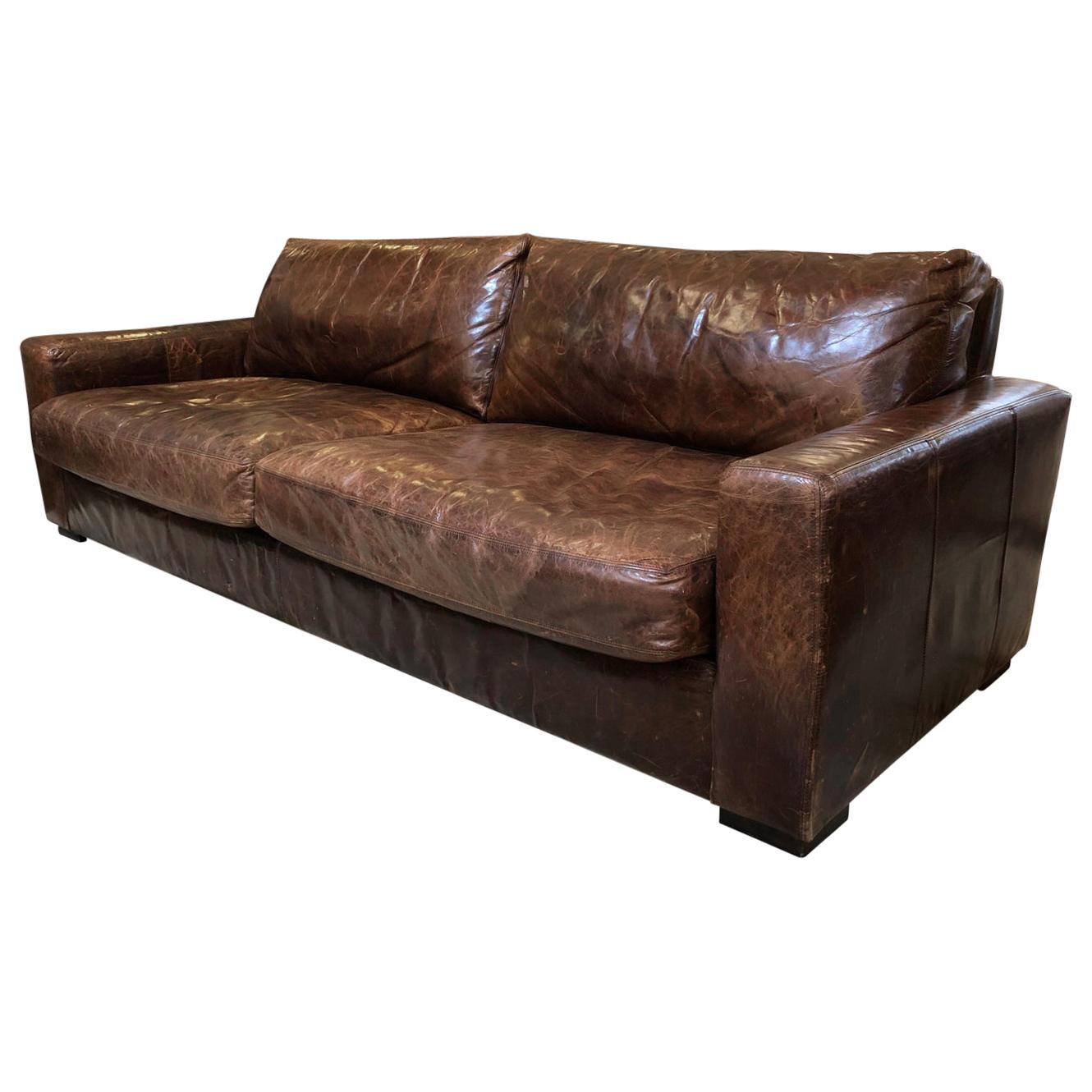Maxwell Distressed Leather Sofa By
