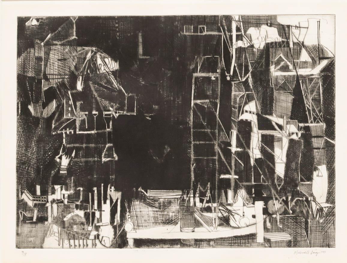 Maxwell Doig (geb. 1966) - 1990 Radierung, Pylone – Print von Maxwell DOIG
