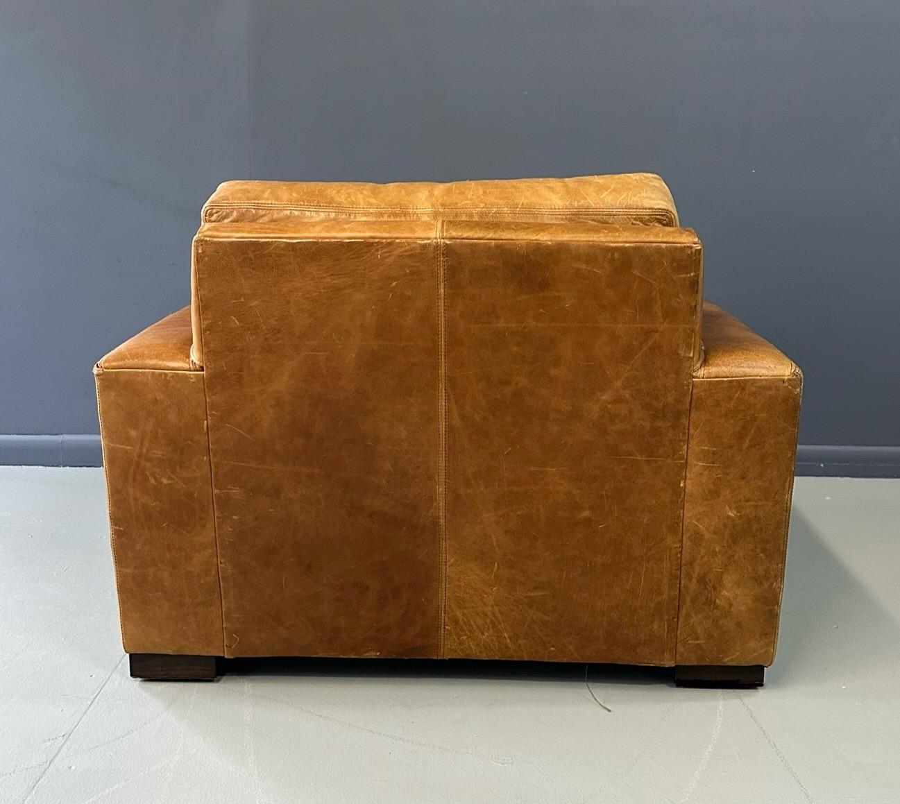 Maxwell Leather Lounge Chair by Restoration Hardware In Good Condition In Philadelphia, PA