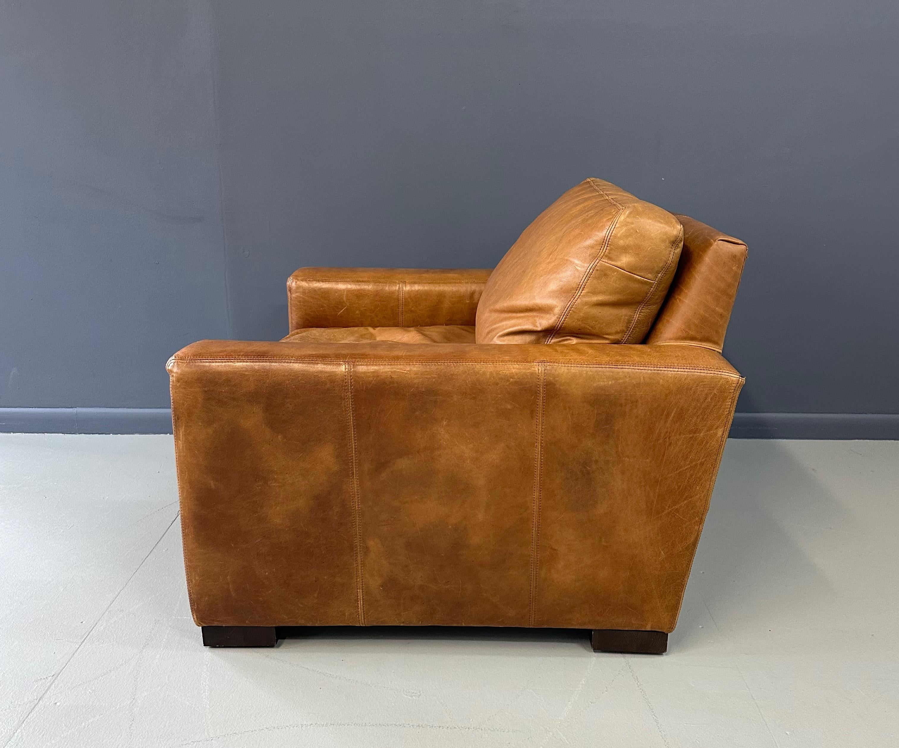 Contemporary Maxwell Leather Lounge Chair by Restoration Hardware