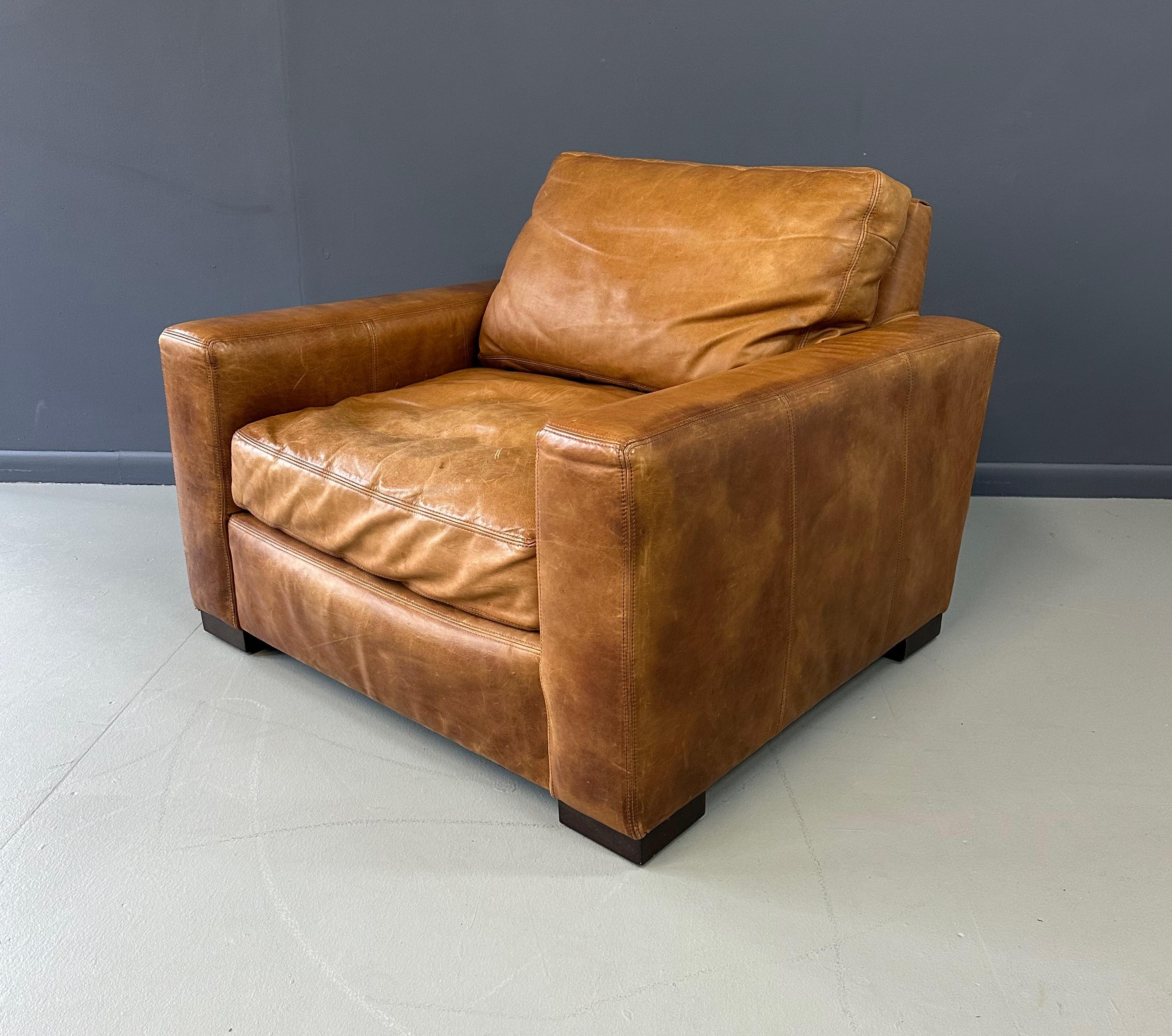 Maxwell Leather Lounge Chair by Restoration Hardware 1