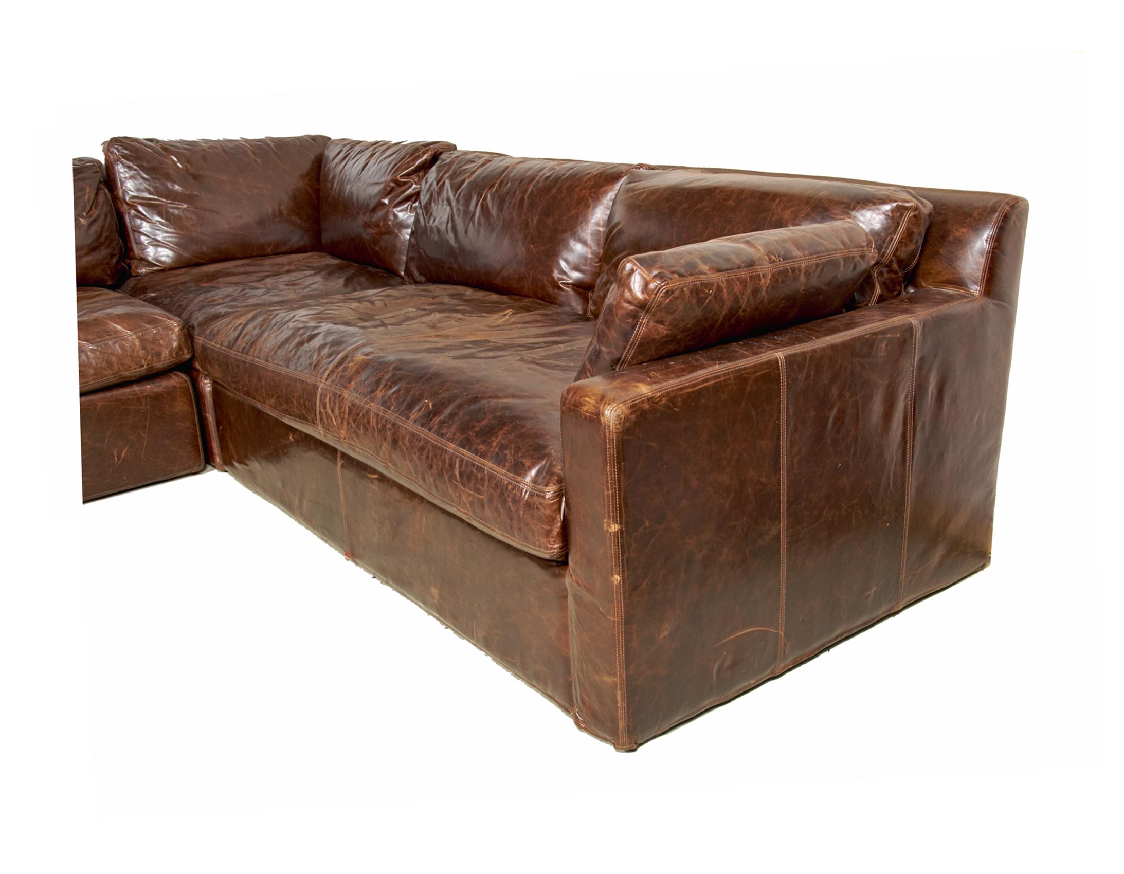 rh leather sectional