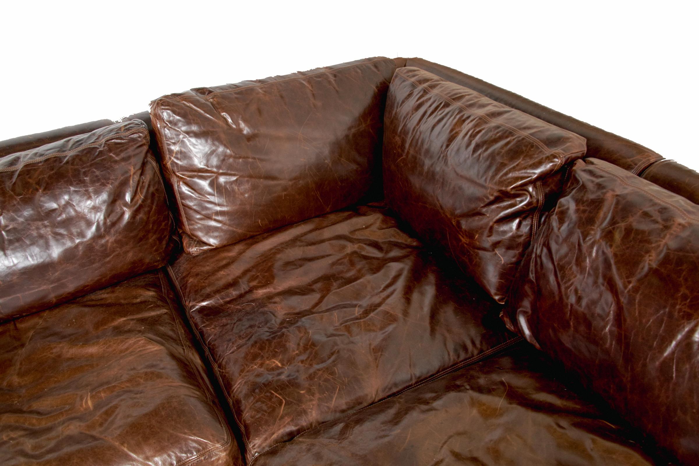 American Maxwell Leather Sectional Sofa by Restoration Hardware-Four Sections