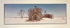 Maison d'école de Everts Township, hiver, grande photographie couleur Panoramic signée