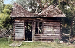 Bauernhof-Sommerlandschaft, große Panoramik-Vintage-Farbfotografie, signiertes Foto