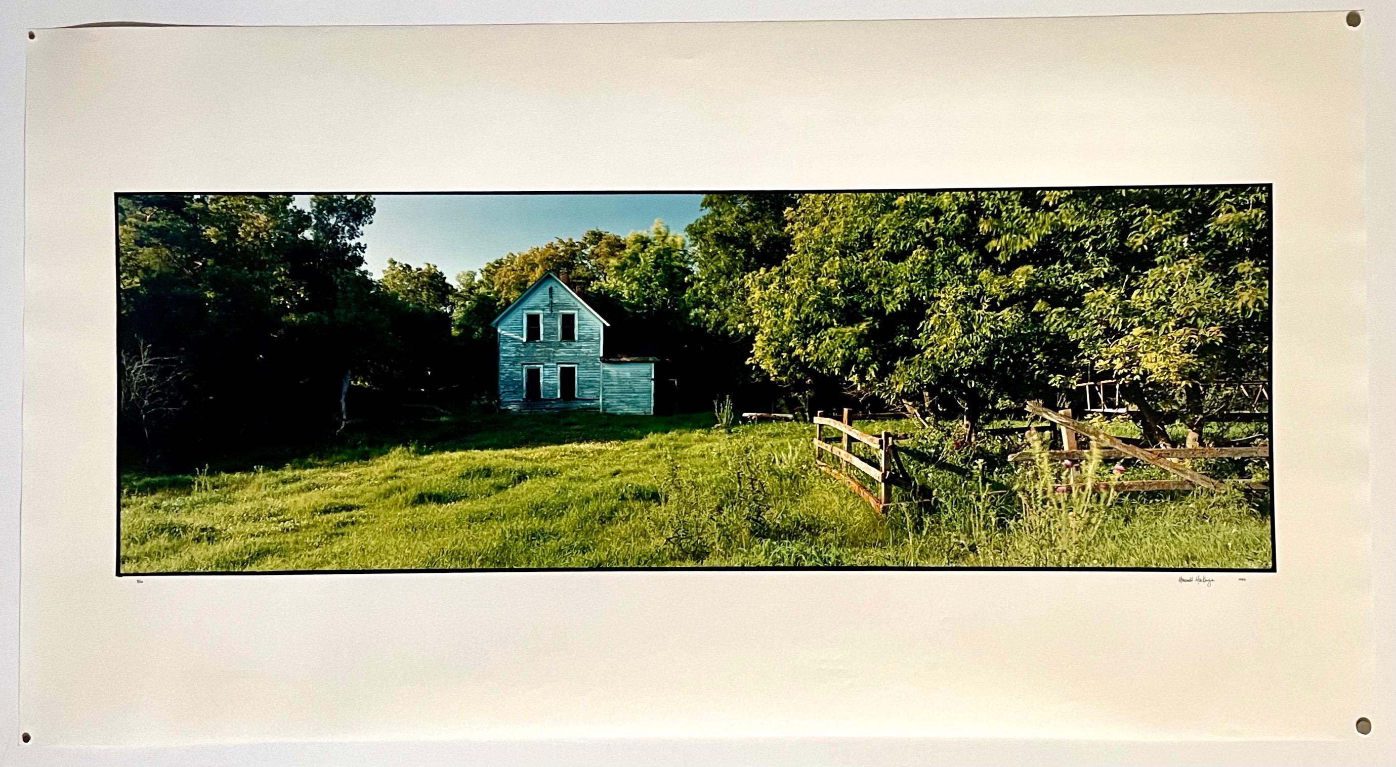 Bauernhof-Sommerlandschaft, große Panoramik-Vintage-Farbfotografie, signiertes Foto im Angebot 2