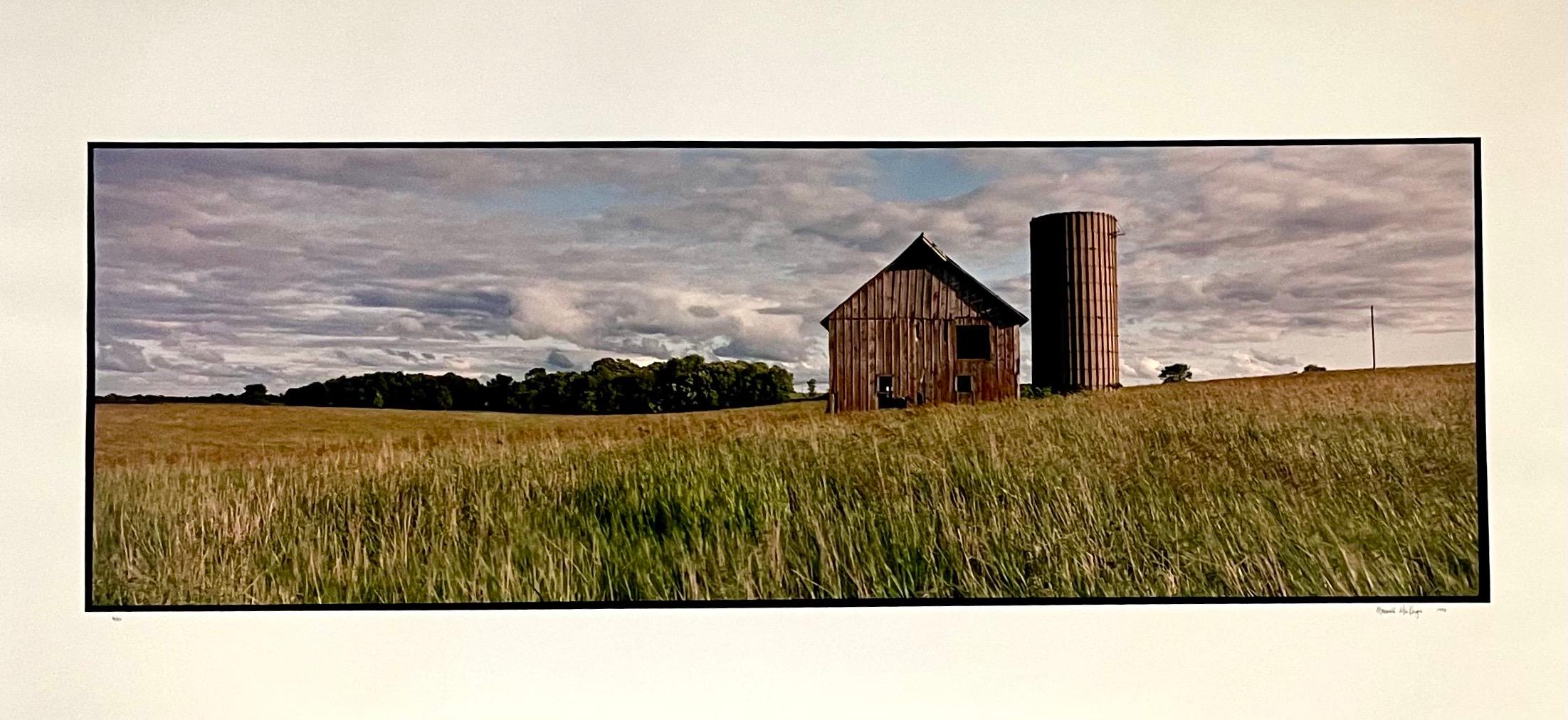 Farm, Summer Landscape, Large Panoramic Vintage Color Photograph Signed Photo