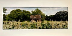 Bauernhof, Sommerlandschaft, große Panoramik-Farbfotografie, signiertes Foto