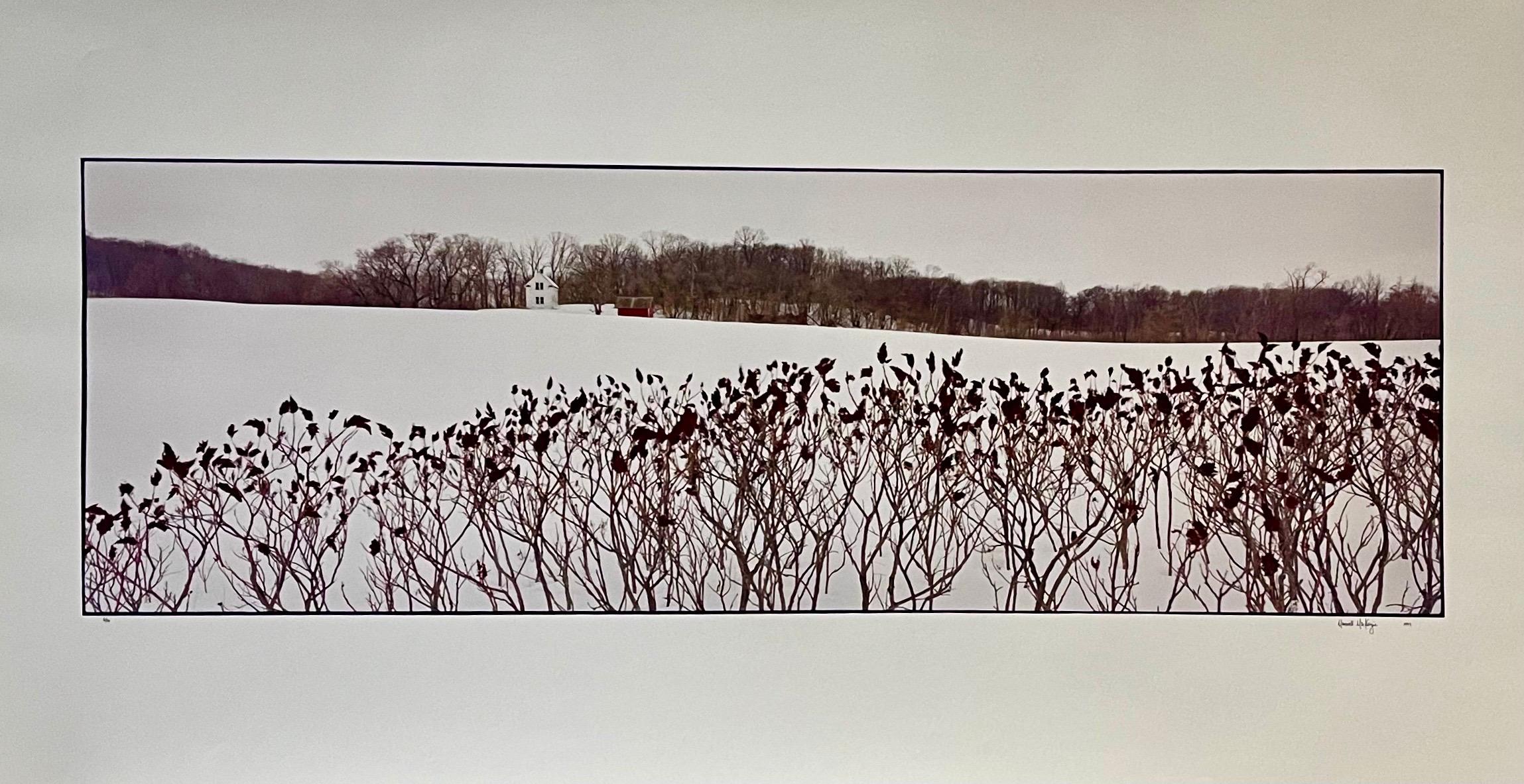 Color Photograph Maxwell Mackenzie - Paysage de ferme, paysage d'hiver, grande photographie couleur vintage en panneau, signée