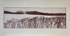 Farm, Winter Landscape, Large Panoramic Vintage Color Photograph Signed Photo
