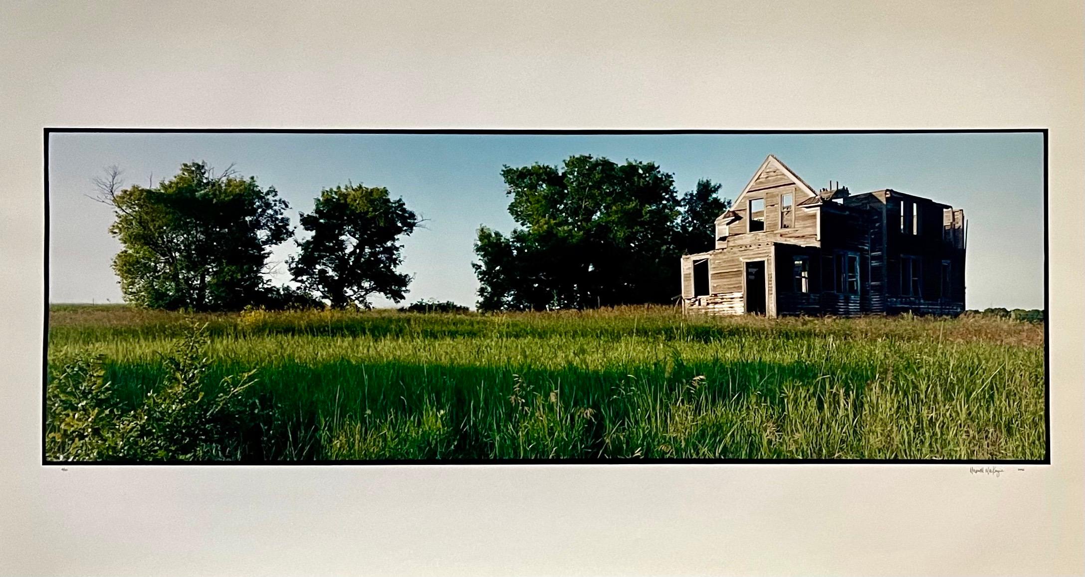 Old Barn Summer Landscape, Large Panoramic Vintage Color Photograph Signed Photo For Sale 2