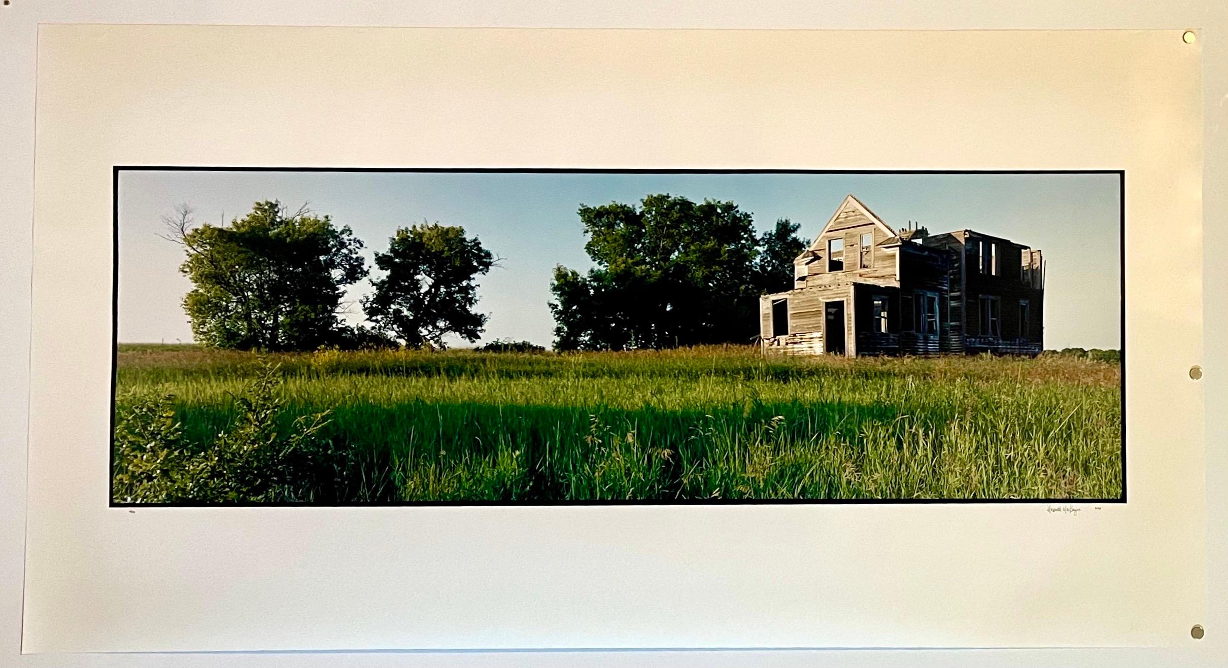 Old Barn Summer Landscape, Large Panoramic Vintage Color Photograph Signed Photo For Sale 3
