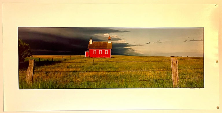 School, Summer Landscape, Large Panoramic Vintage Color Photograph Signed Photo For Sale 6