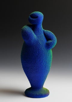 "Blue & Green Amphora 1", Tecnica mista, Ceramica, Scultura, Gres, Plastica