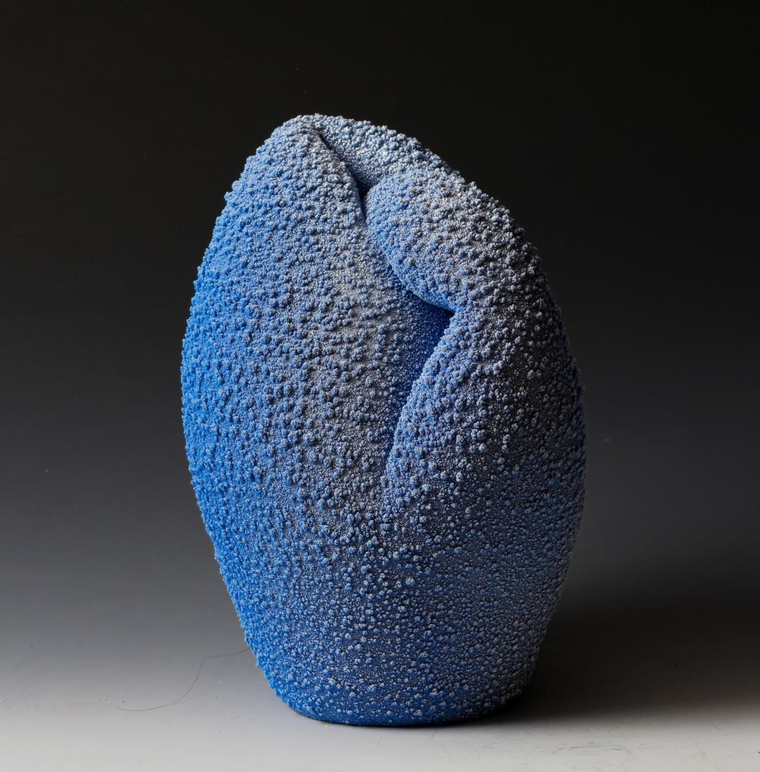 Maxwell Mustardo Abstract Sculpture - "Blue & White Pitcher #2", Contemporary, Ceramic, Sculpture, Mixed Media