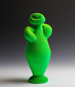 „Green & Yellow Amphora“, Mixed Media, Keramik, Skulptur, Steingut, Kunststoff