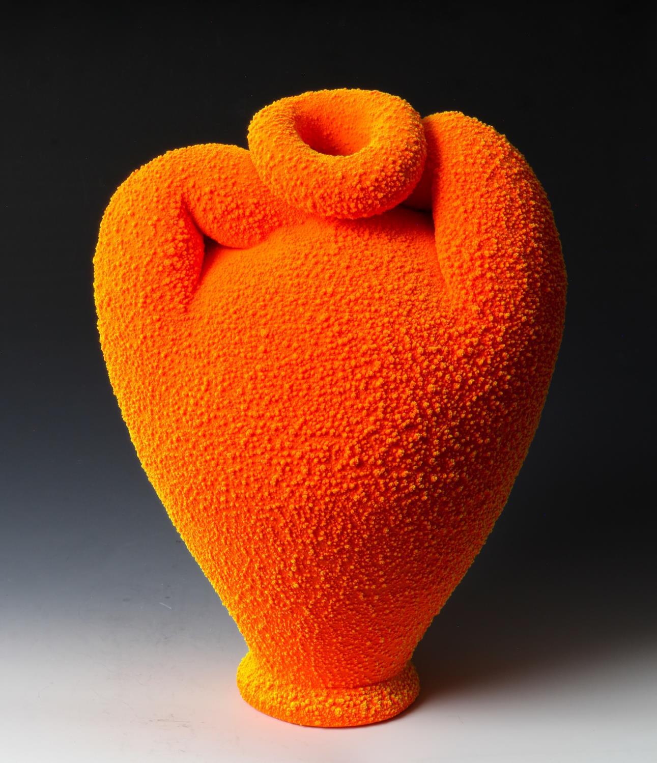 Maxwell Mustardo Abstract Sculpture - "Orange Amphora #3", Contemporary, Mixed Media, Ceramic, Stoneware, Sculpture