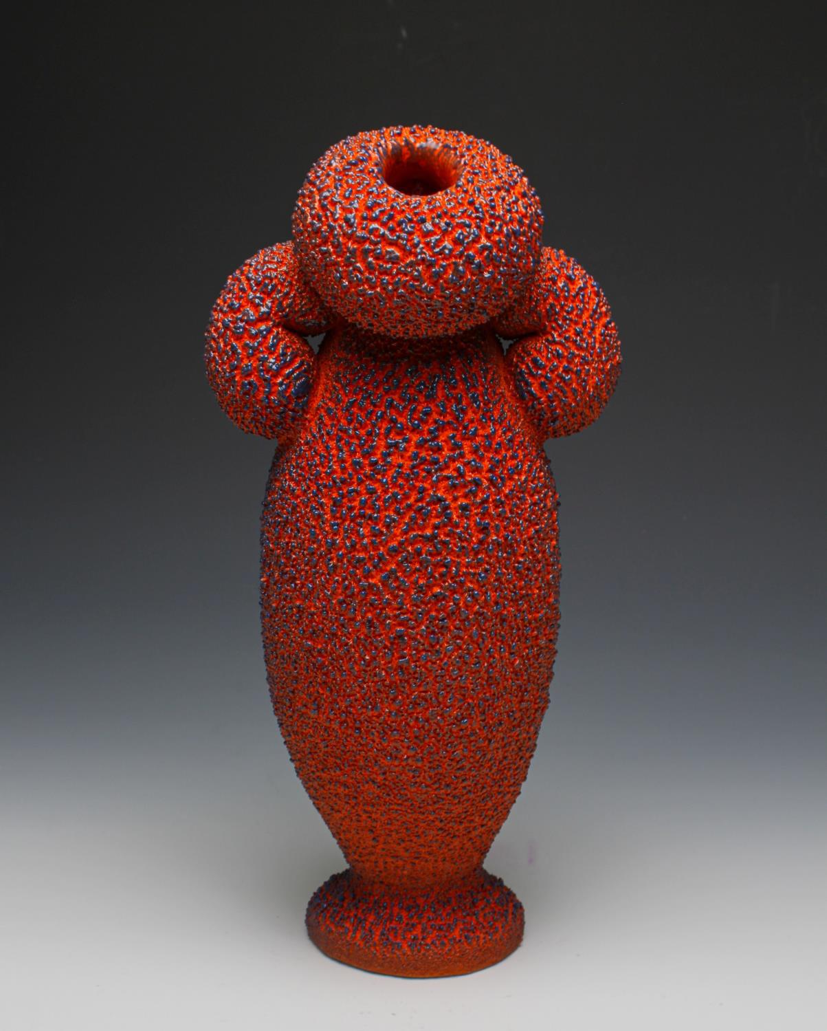 „Rote und blaue Amphore“, zeitgenössisch, Keramik, Skulptur, Steingut, Glasur