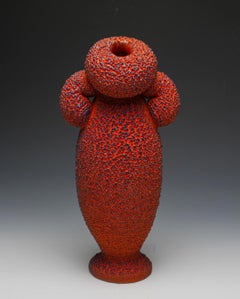 „Rote und blaue Amphore“, zeitgenössisch, Keramik, Skulptur, Steingut, Glasur