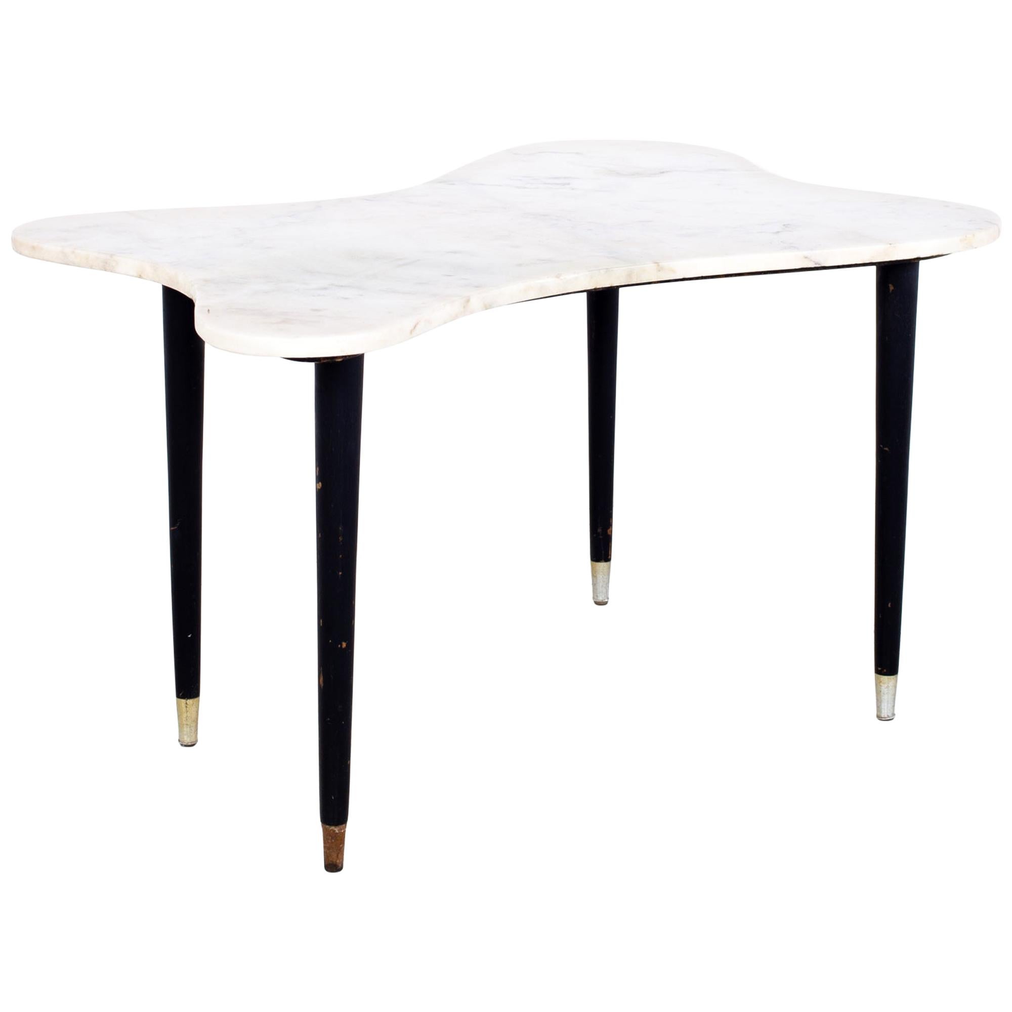 Mid Century White Marble Coffee Table at 1stDibs