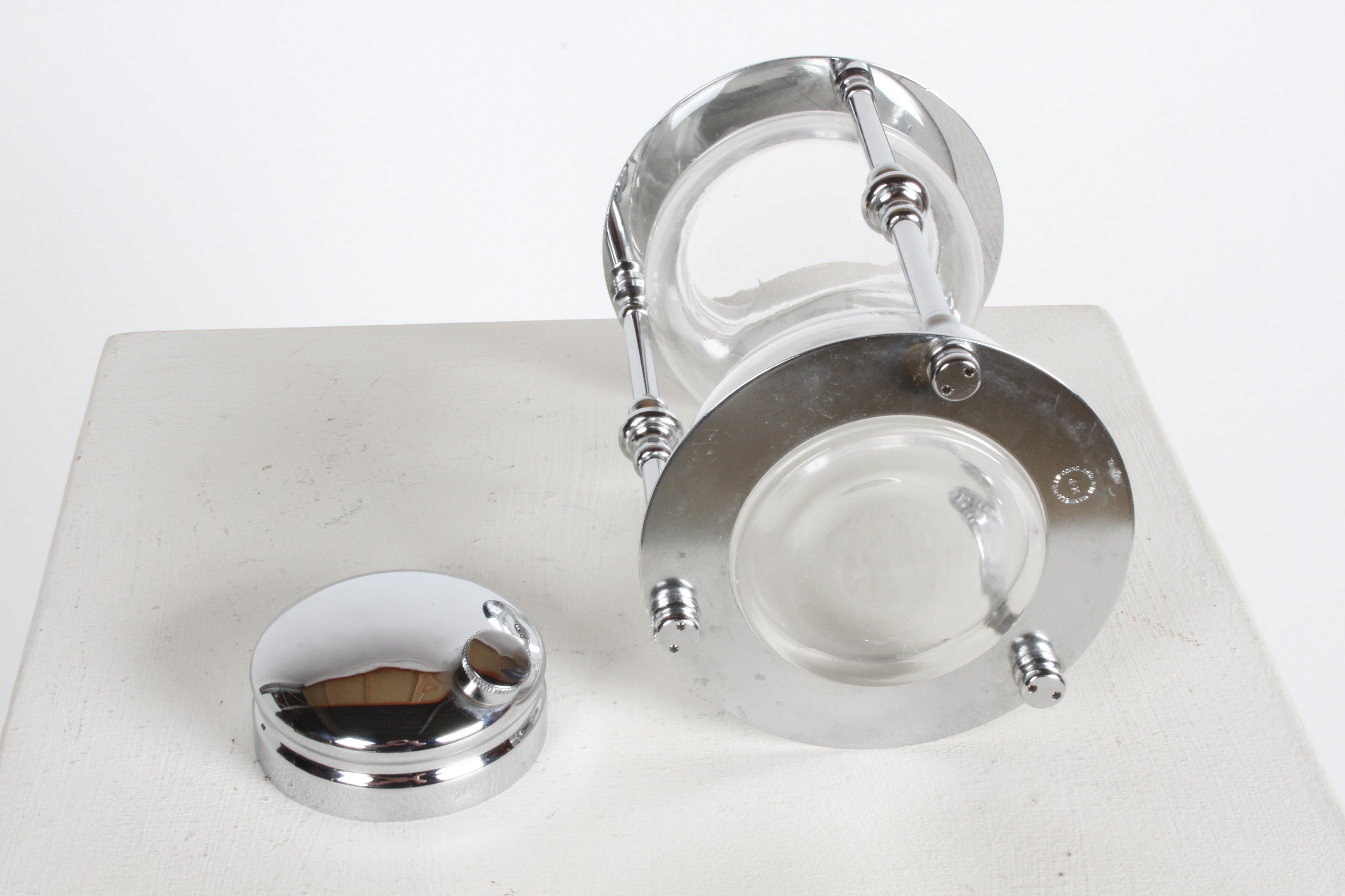 Maxwell-Phillips Art Deco Chrome & Glass Hourglass Cocktail Shaker, c. 1930s 4