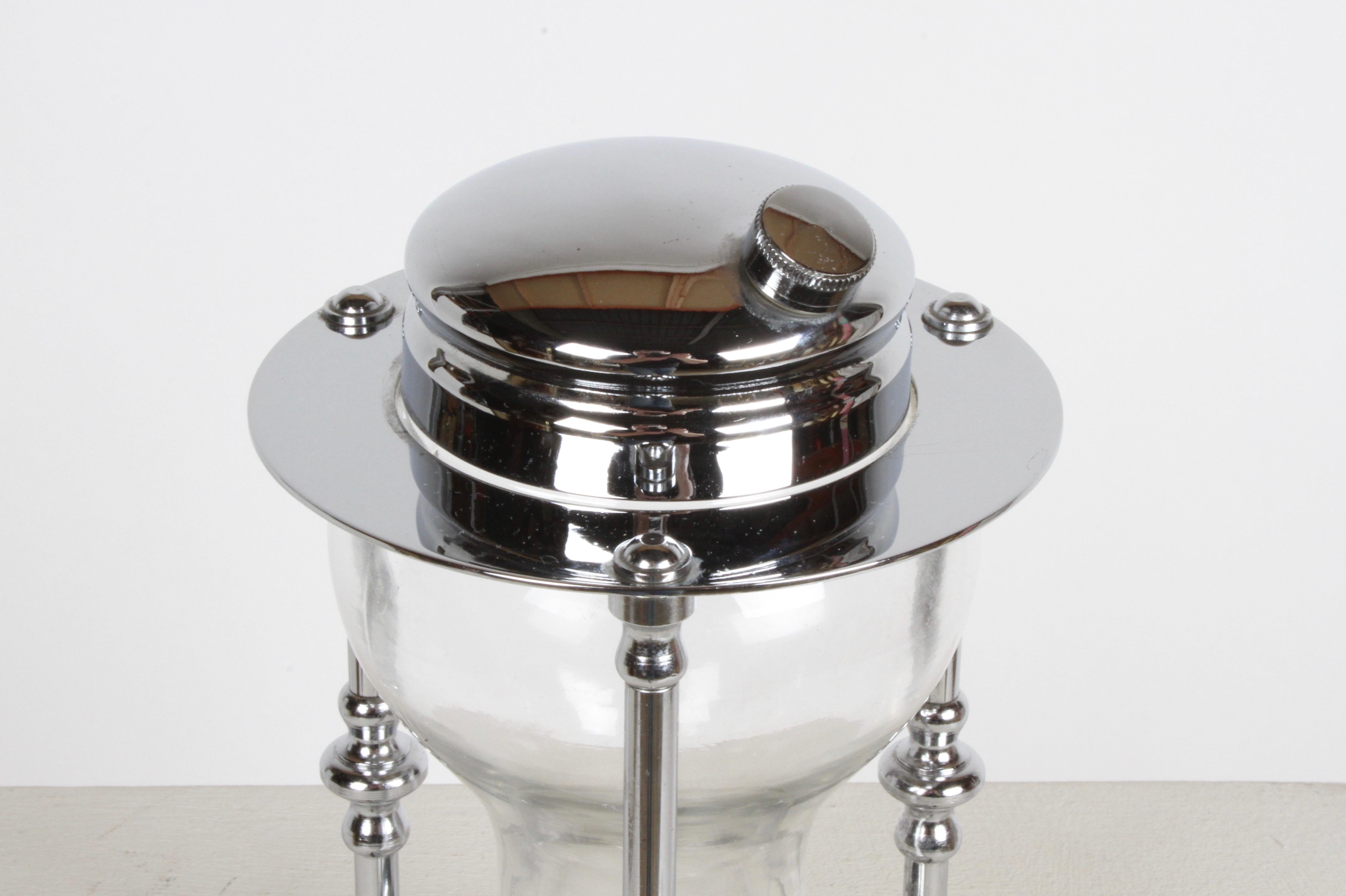 American Maxwell-Phillips Art Deco Chrome & Glass Hourglass Cocktail Shaker, c. 1930s