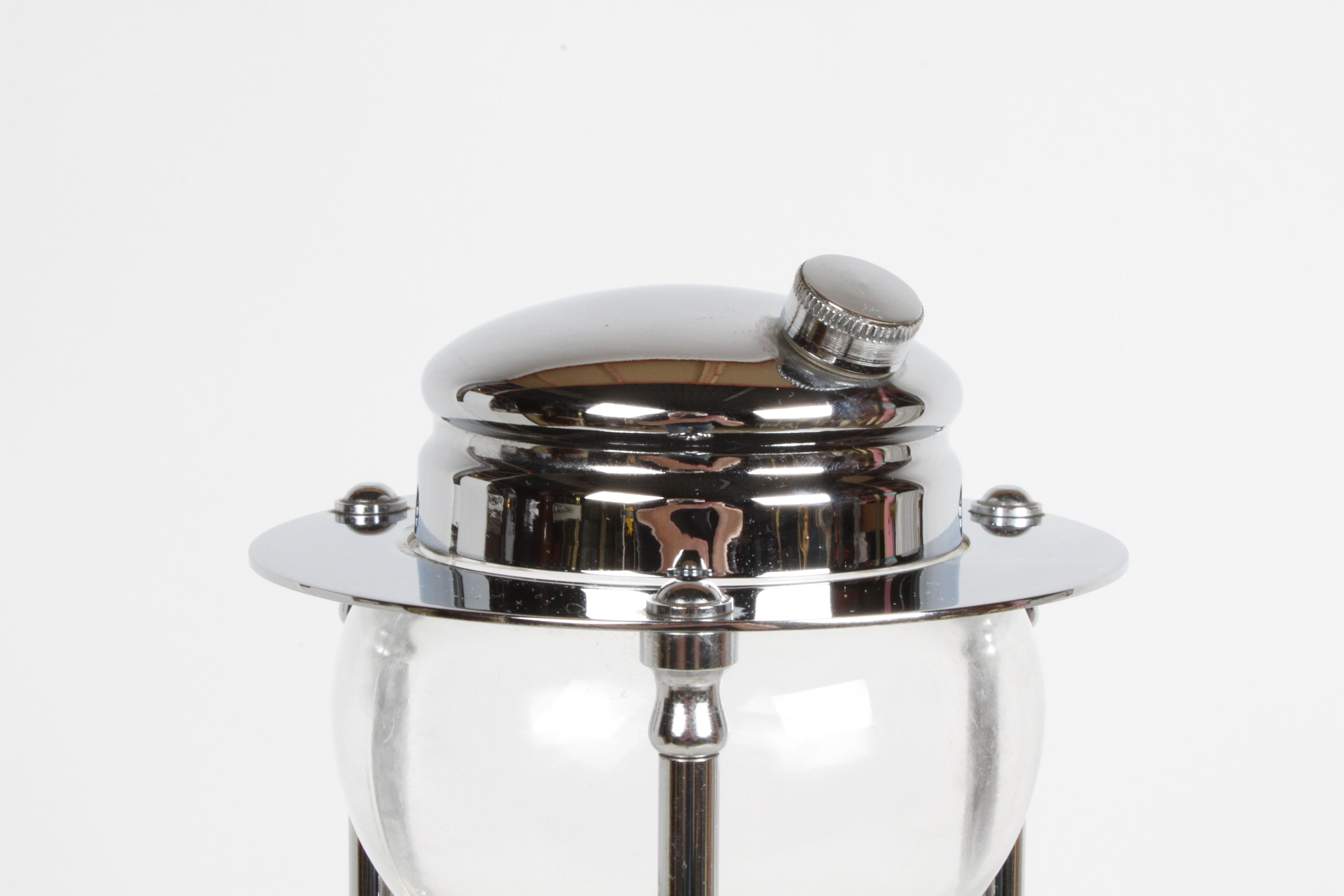 Mid-20th Century Maxwell-Phillips Art Deco Chrome & Glass Hourglass Cocktail Shaker, c. 1930s