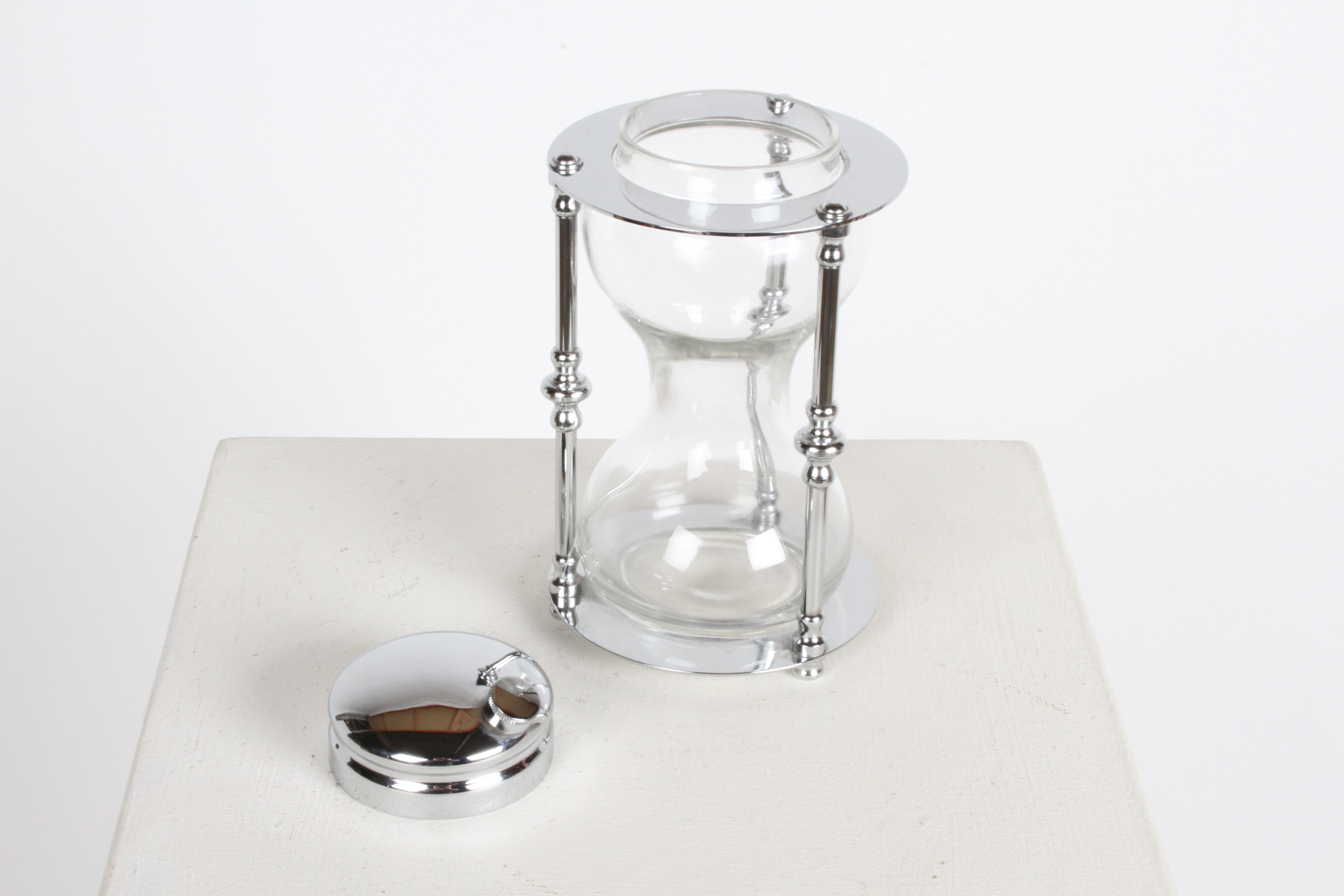 Maxwell-Phillips Art Deco Chrome & Glass Hourglass Cocktail Shaker, c. 1930s 2