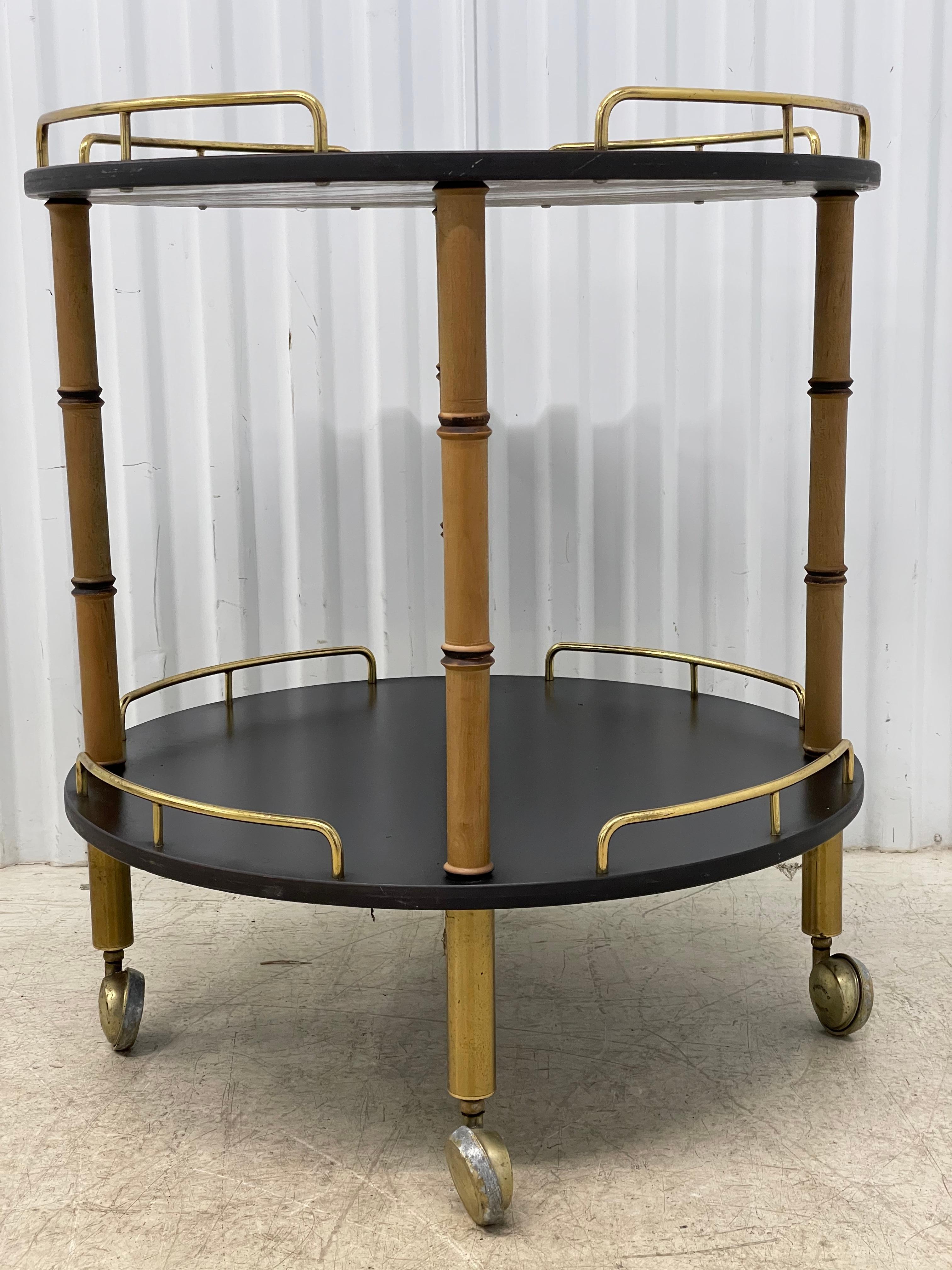 Maxwell Phillips Hollywood Regency Bamboo and Brass Bar Cart 4