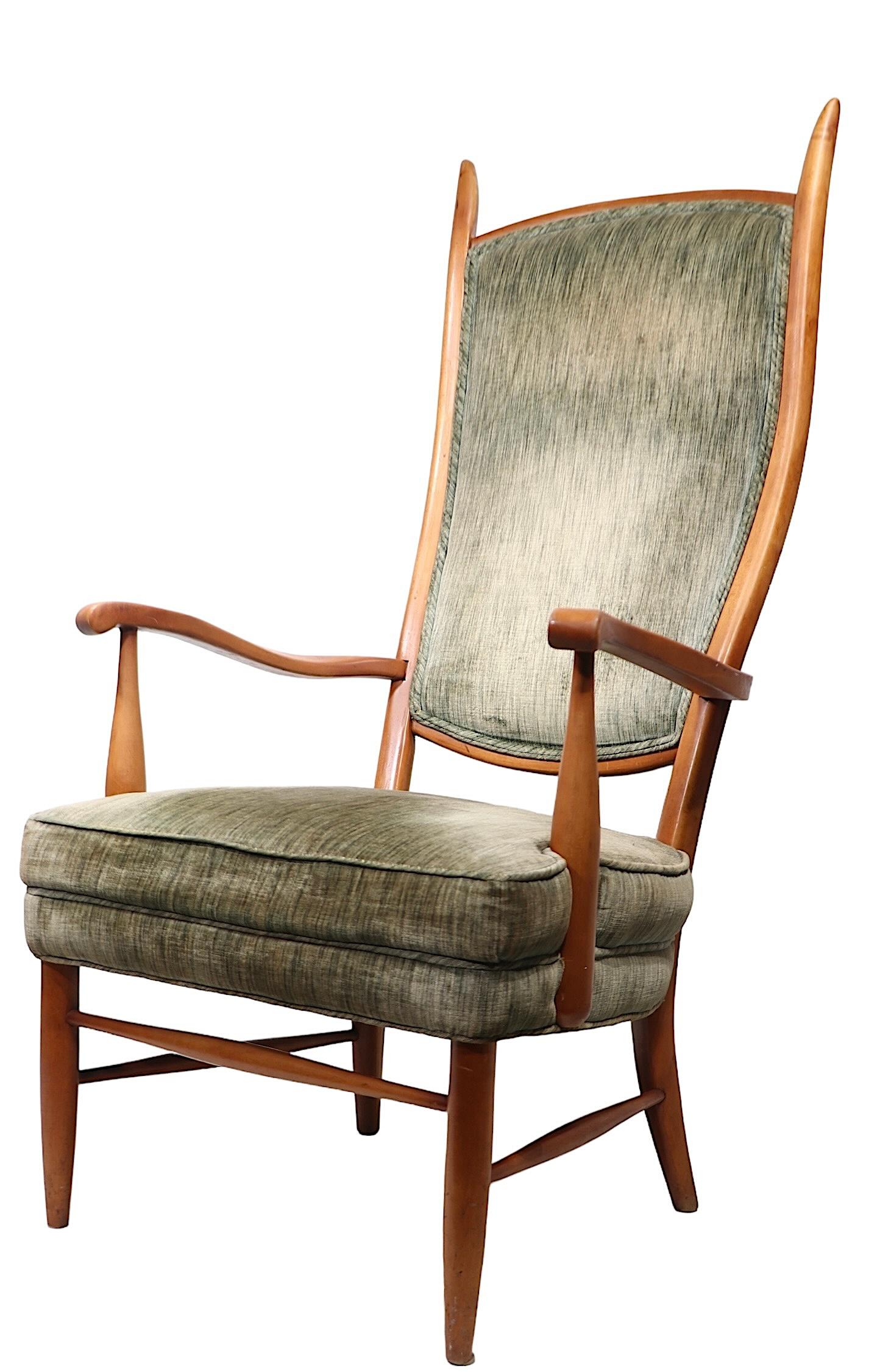 Tappezzeria Maxwell Royal American High Back Arm Lounge Chair, 1950 ca. in vendita